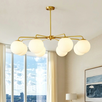 Modern 8 Light Globe Glass Chandelier Lighting Fixtures Minimalism Living Room Hanging Chandelier 