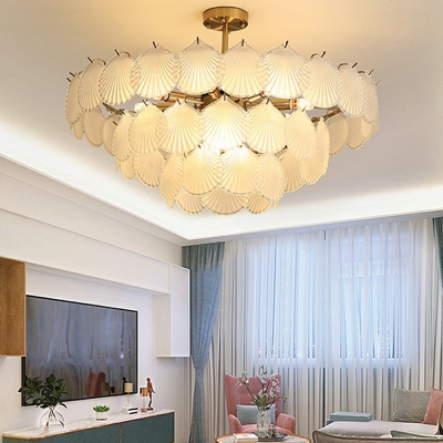 Postmodern Metal Glass Shell Chandelier Decorative Light for Bar Restaurant and Hotel
