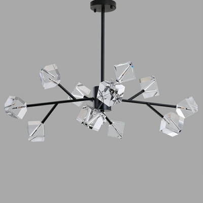 12 Lights Contemporary Sputnik Chandelier Lighting Beveled Crystal Prisms Ceiling Chandelier