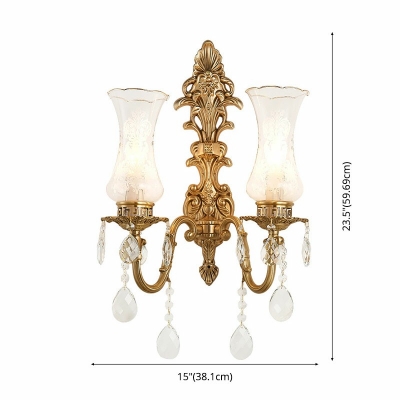 2 Light Brass Bathroom Elegant Wall Mounted Light Fixture Vintage Traditional Surface Wall Sconce