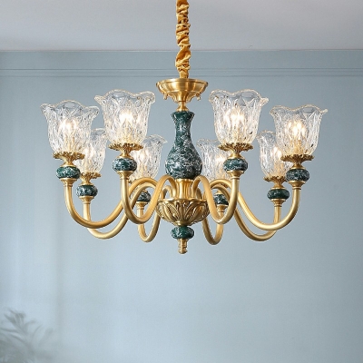 8-Light Pendant Light Fixtures Traditional Style Curving Shape Metal Ceiling Chandelier