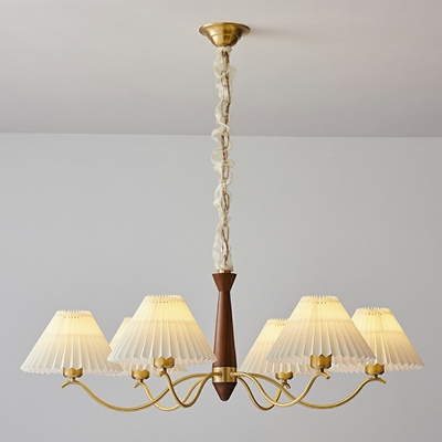American Style Chandelier 6 Head Fabric Shade Ceiling Chandelier for Cafe Living Room