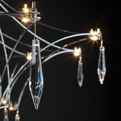Contemporary Sputnik Light Fixture Prismatic Optical Crystal and Metal Chandelier