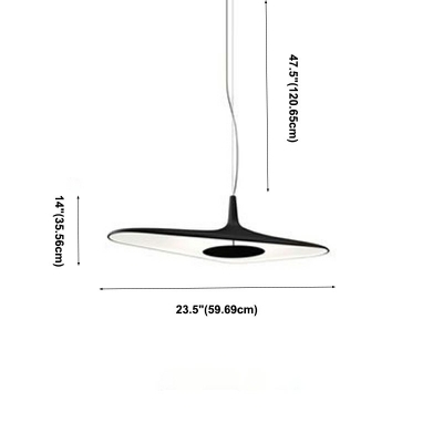 Iron LED Pendant Lighting Disc-Shaped LED Ceiling Fixture Lighting in Black or White