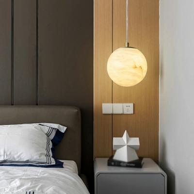 Modern Simple Drop Pendant Ball Shape Cement Suspension Pendant for Bedroom