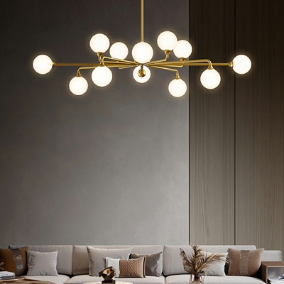 Modern Style LED Pendant Light 12 Lights Nordic Style Metal Glass Chandelier Light for Dinning Room