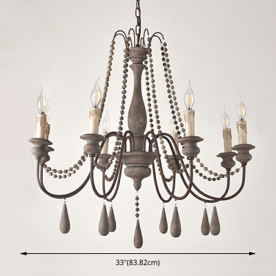 Simple American Style Chandelier 8 Head Ceiling Chandelier for Bar Cafe Living Room