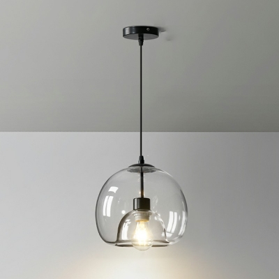 1 Light Dome Shade Hanging Light Modern Style Glass Pendant Light for Dining Room