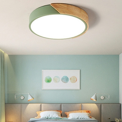 1-Light Flush Chandelier Lighting Modern Style Round Shape Metal Ceiling Mounted Light