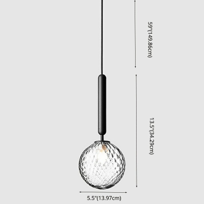1-Light Pendant Light Fixture Minimal Style Globe Shape Metal Hanging Lights