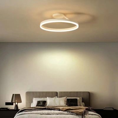 1-Light Semi Flush Mount Light Minimalist Style Ring Shape Metal Ceiling Mounted Light