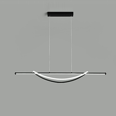 2 Lights Strip Shade Hanging Light Modern Style Acrylic Pendant Light for Dining Room