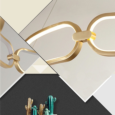 3-Light Chandelier Lighting Minimalist Style Ring Shape Metal Hanging Ceiling Light