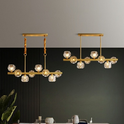 8 Light Globe Crystal Gold Island Lighting Fixtures Modern Elegant Ceiling Pendant Light for Dinning Room