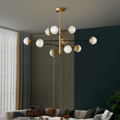 8 Lights Minimalism Sputnik Light Fixture Copper Ball Hanging Pendant Lights