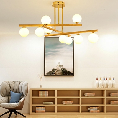 9 Lights Linear Shade Hanging Light Modern Style Glass Pendant Light for Living Room