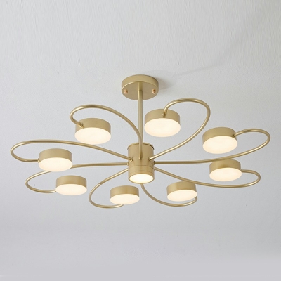 9 Lights Petaloid Shade Hanging Light Modern Style Metal Pendant Light for Living Room