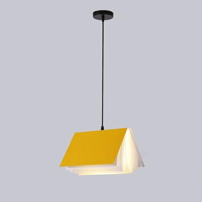 Contemporary Book Shaped Down Lighting Pendant Hammered Metal Pendant Light