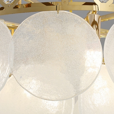 Contemporary Crown Light Fixture Glass and Metal Chandelier Lighting Fixture