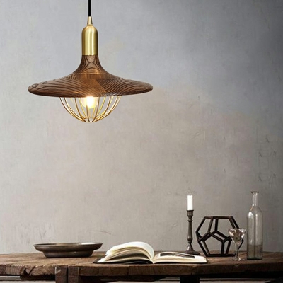 Japanese Style LED Pendant Light Modern Style Wood Metal Hanging Light for Dinning Room