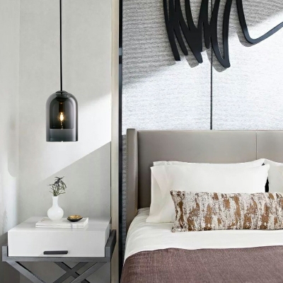 Modern Simple Drop Pendant Glass Hanging Light Fixtures for Bedroom Living Room