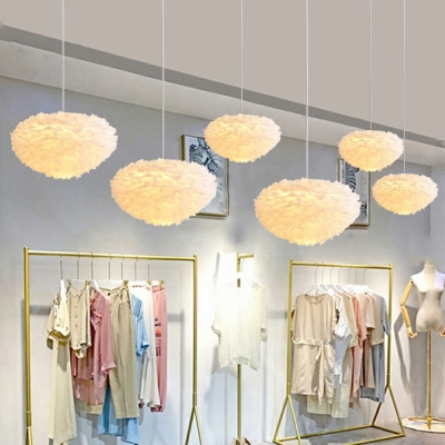 Modern Style Hanging Lights 1 Light Feather Hanging Light Kit for Living Room