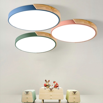 Modern Style LED Flushmount Light Nordic Style Wood Metal Acrylic White Light Celling Light for Living Room
