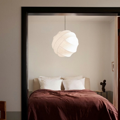Ultra-Modern Down Lighting White Silk Hanging Light Fixtures for Living Room
