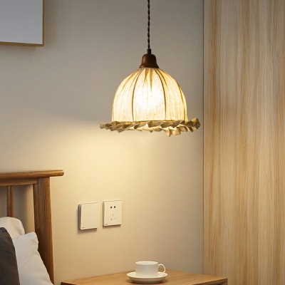 1-Light Hanging Ceiling Lights Contemporary Style Dome Shape Fabric Pendant Lighting Fixtures
