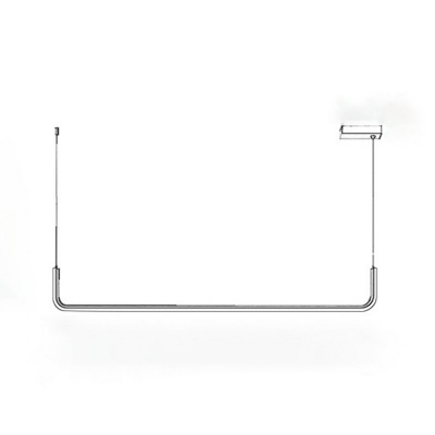 1-Light Hanging Pendant Minimal Style Liner Shape Metal Island Chandelier