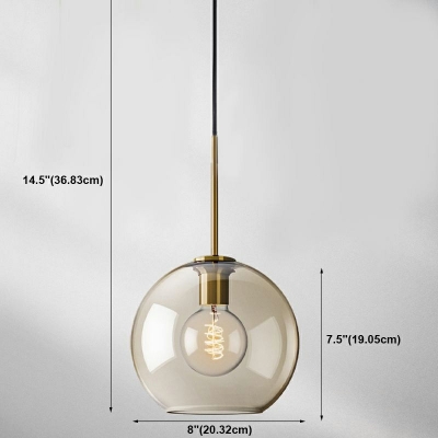 1 Light Industrial Hanging Pendant Lights Glass Hanging Lamp Kit for Living Room