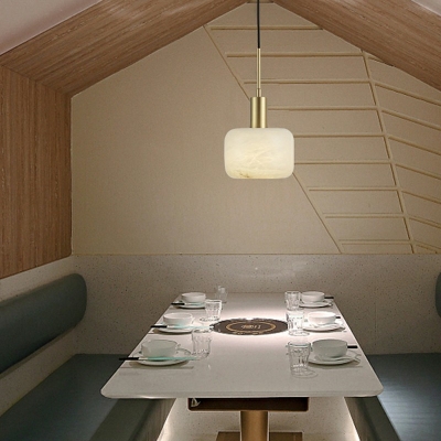 1-Light Pendant Light Fixtures Minimalist Style Dome Shape Stone Hanging Lighting