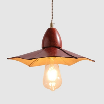 1-Light Pendant Lighting Fixtures Modern Style Cone Shape Wood Hanging Light Kit