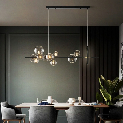 10 Lights Globe Shade Hanging Light Modern Style Glass Pendant Light for Living Room