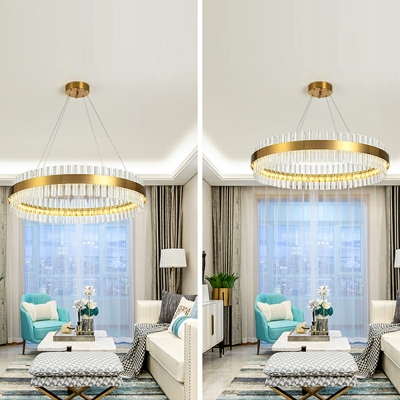 Contemporary Circular Chandelier Light Fixtures Crystal Ceiling Chandelier