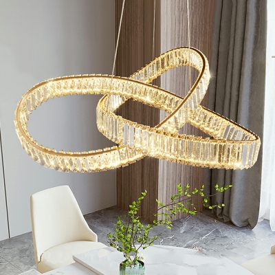 Contemporary Twisting Chandelier Light Fixture Beveled K9 Crystal Pendant Chandelier