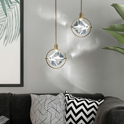 Crystal 1 Light Brass Bedroom Pendants Light Fixtures Modern Elegant Hanging Ceiling Light for Bedroom