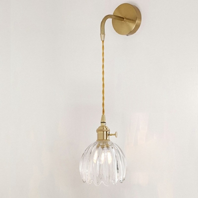 Industrial Vintage Wall Hanging Lights Brass and Glass Dome Lighting Sconce for Living Room
