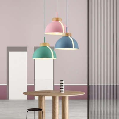 Macaron Pendants Light Fixtures Dome 1 Light Modern Nordic Style Ceiling Lamp for Living Room