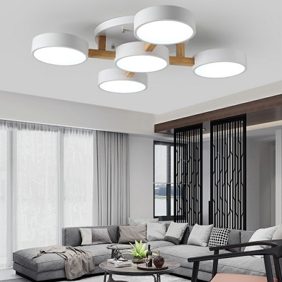 Modern Style LED Flushmount Light Nordic Style Metal Wood Acrylic Celling Light for Bedroom Living Room