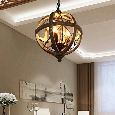 Modern Style Wood Chandelier Light Nordic Style Metal Pendant Light for Dinning Room