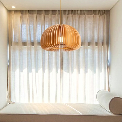 Modern Style Wood Hanging Light Japanese Style Minimalism Pendant Light for Homestay Dinning Room