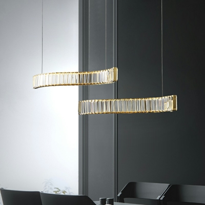 Nordic Style LED Pendant Light Modern Style Crystal Metal Warm Light Hanging Light for Dinning Room
