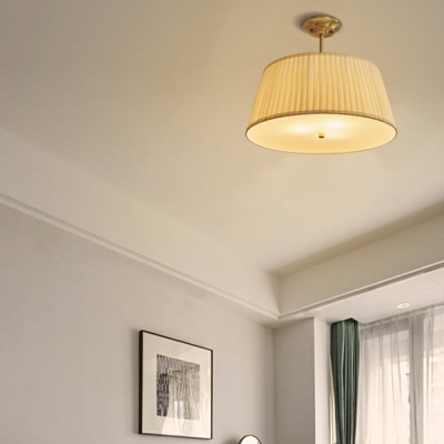 Traditional Tapered Semi Flush Mount Ceiling Light Plain Gathered Fabric Empire Shades Light