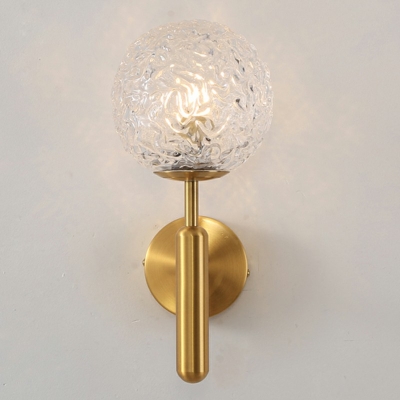1 Light Brass Globe Glass Wall Mounted Light Fixture Modern Metal Wall Sconces for Living Room