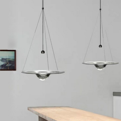 1-Light Ceiling Pendant Lamp Minimalist Style Dish Shape Glass Warm Light Hanging Fixture