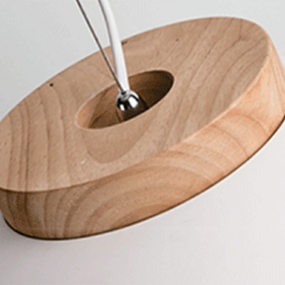 1-Light Ceiling Pendant Lamp Minimalist Style Semicircle Shape Wood Hanging Light Kit