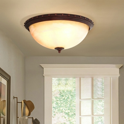 1-Light Flush Mount Lamp ​Traditional Style Dome Shape Metal Ceiling Light Fixtur