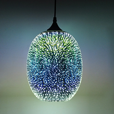 1-Light Hanging Lamp Minimalist Style Oval Shape Metal Down Lighting Pendant