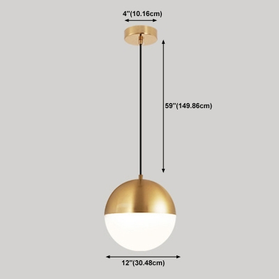 1-Light Pendant Lighting Fixtures Modern Style Globe Shape Metal Hanging Ceiling Lights